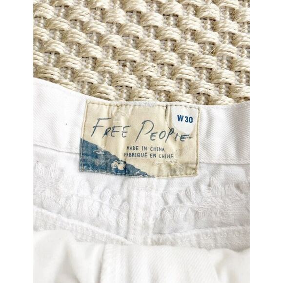 Free People White Etienne Field Ultra High Rise Embroidered Shorts 30 - Picture 7 of 10